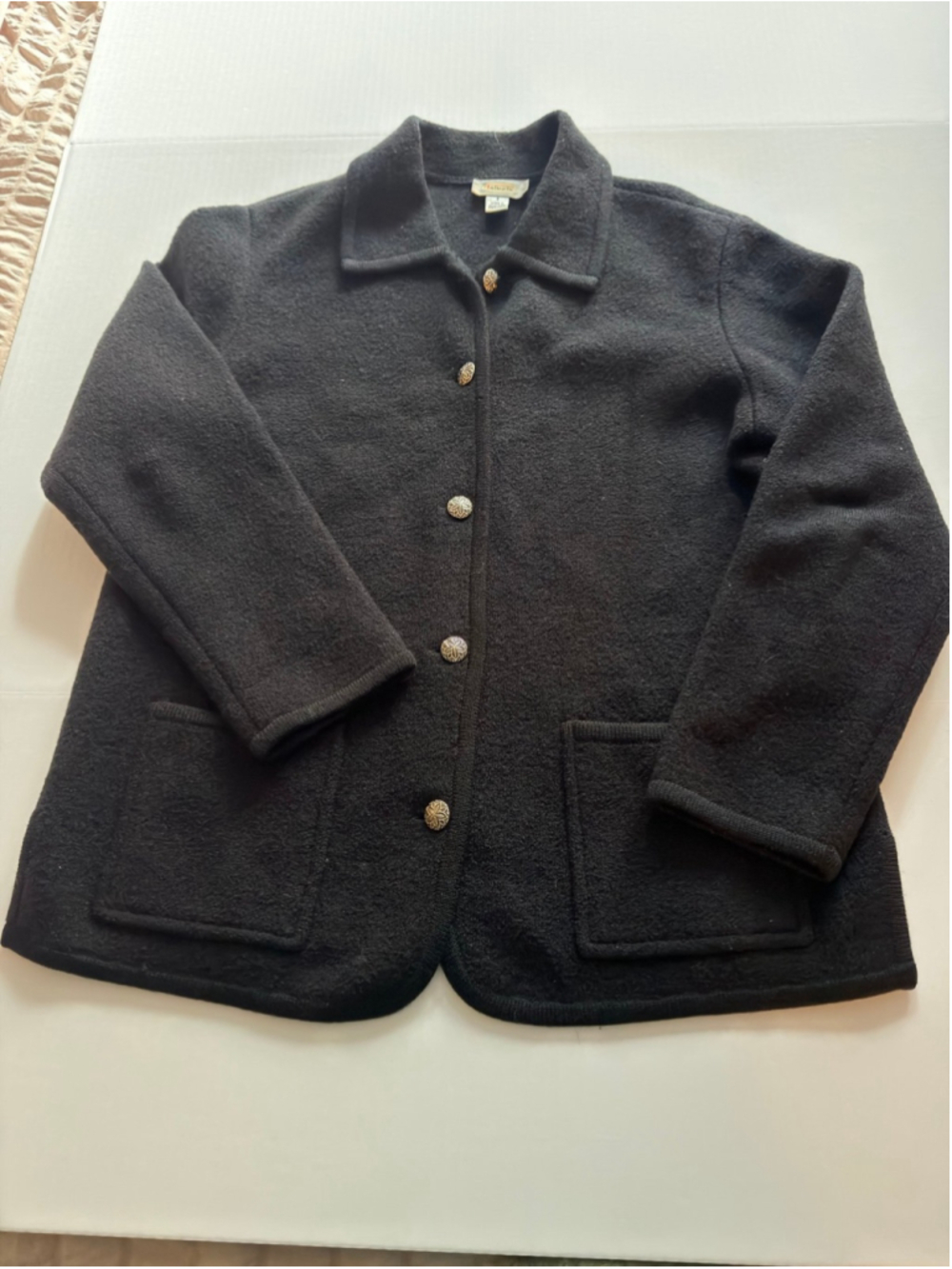 Talbots vintage black wool button-front blazer sz 8